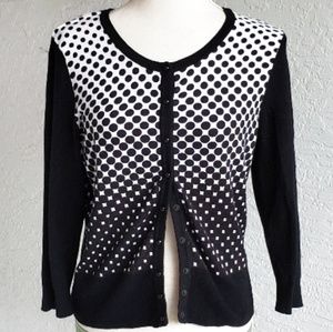 White House Black Market Polka-Dot Cardigan Sz L